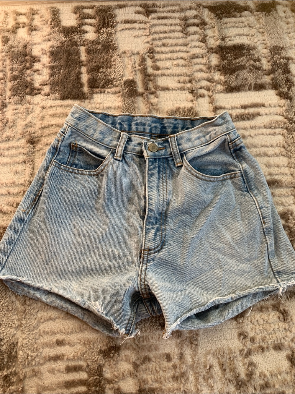 Casual High-Rise Light Blue Denim Cutoff Shorts